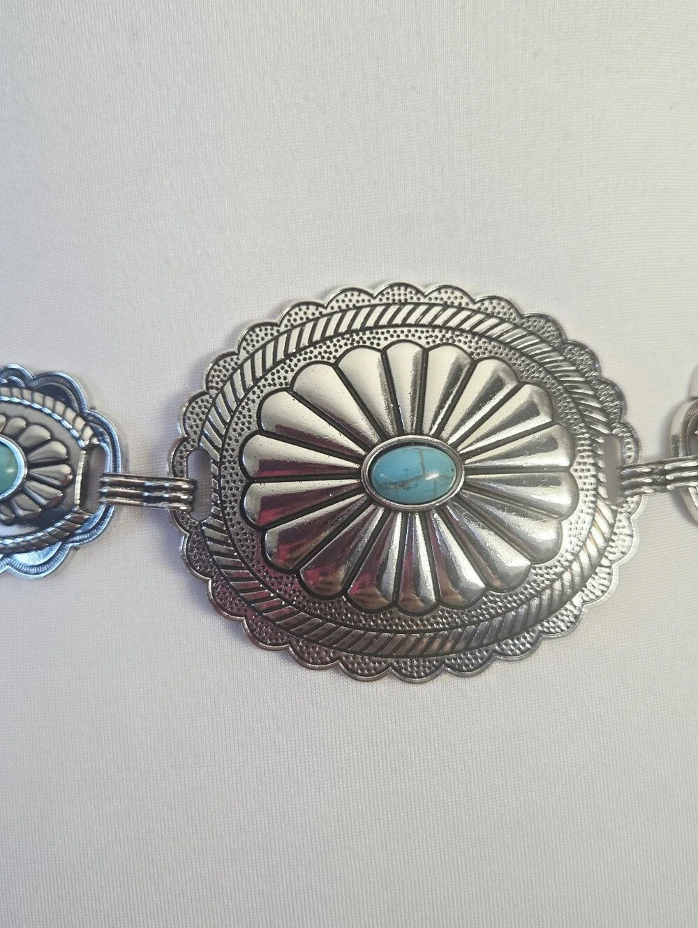 Silver & Turquoise Chain Belt - Picture 5 of 8